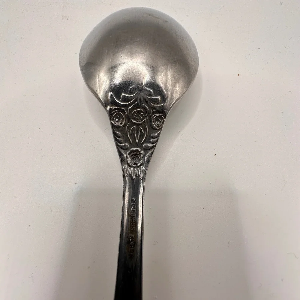 Vintage Stainless Stanley Roberts tablespoon Precious Rose. Ornate Floral 6 Inch